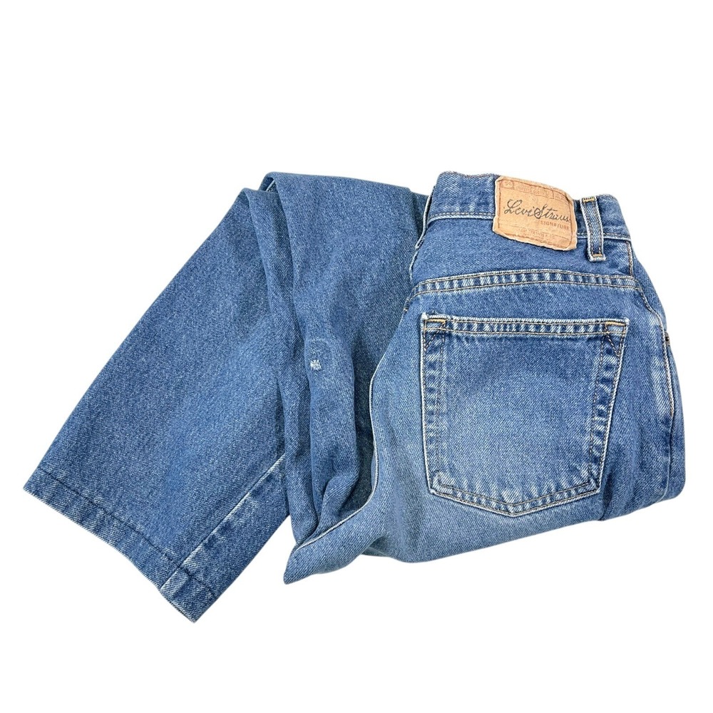 Levi Strauss Signature 10 Medium Blue Relaxed Fit Jeans High Waist Denim Retro‎